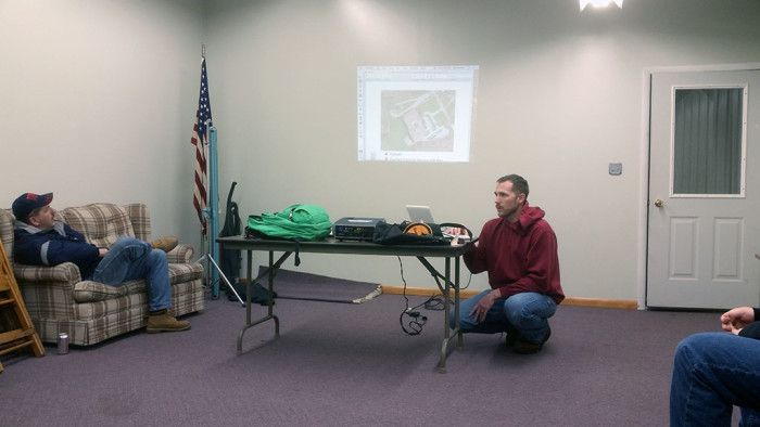 Fire Chief Brad Johnston reviews pre-plans for Neason Hill Elementary School