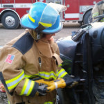 Sheri Bly uses a reciprocating saw to make a relief cut