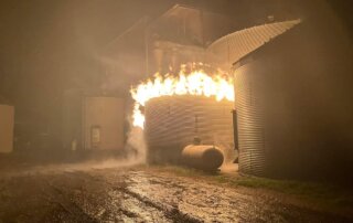 Silo on fire before firefighters began suppression